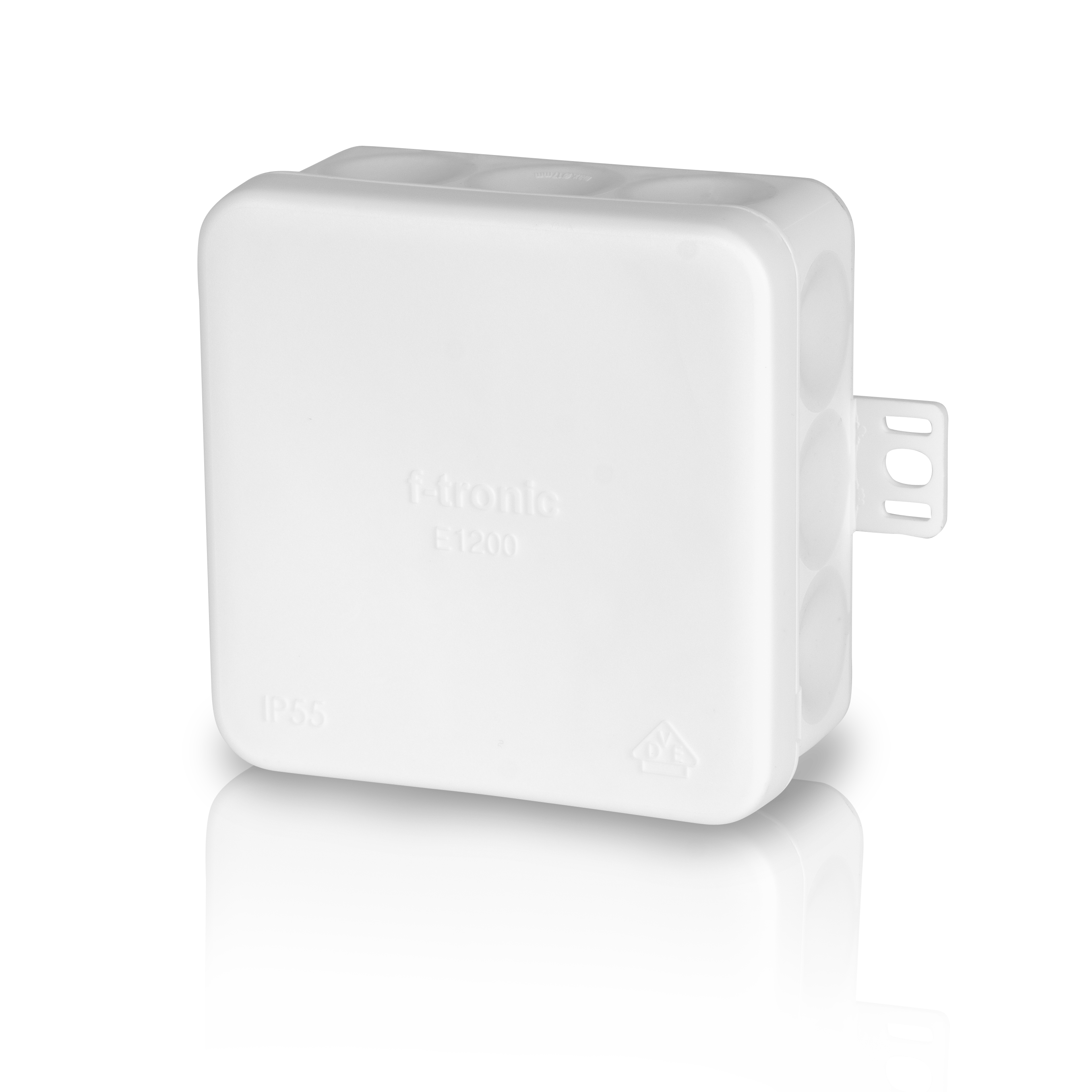 F-Tronic FR Abzweigkasten E1200ws, 80x80x37mm, IP55, ws/ws, mit Durchstoßmembran F-Tronic FR Abzweigkasten E1200ws, 80x80x37mm, IP55, ws/ws, mit Durchstoßmembran